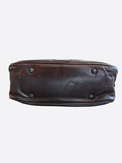 Chrome Hearts Burgundy Leather Fleur Patch Bowling Bag