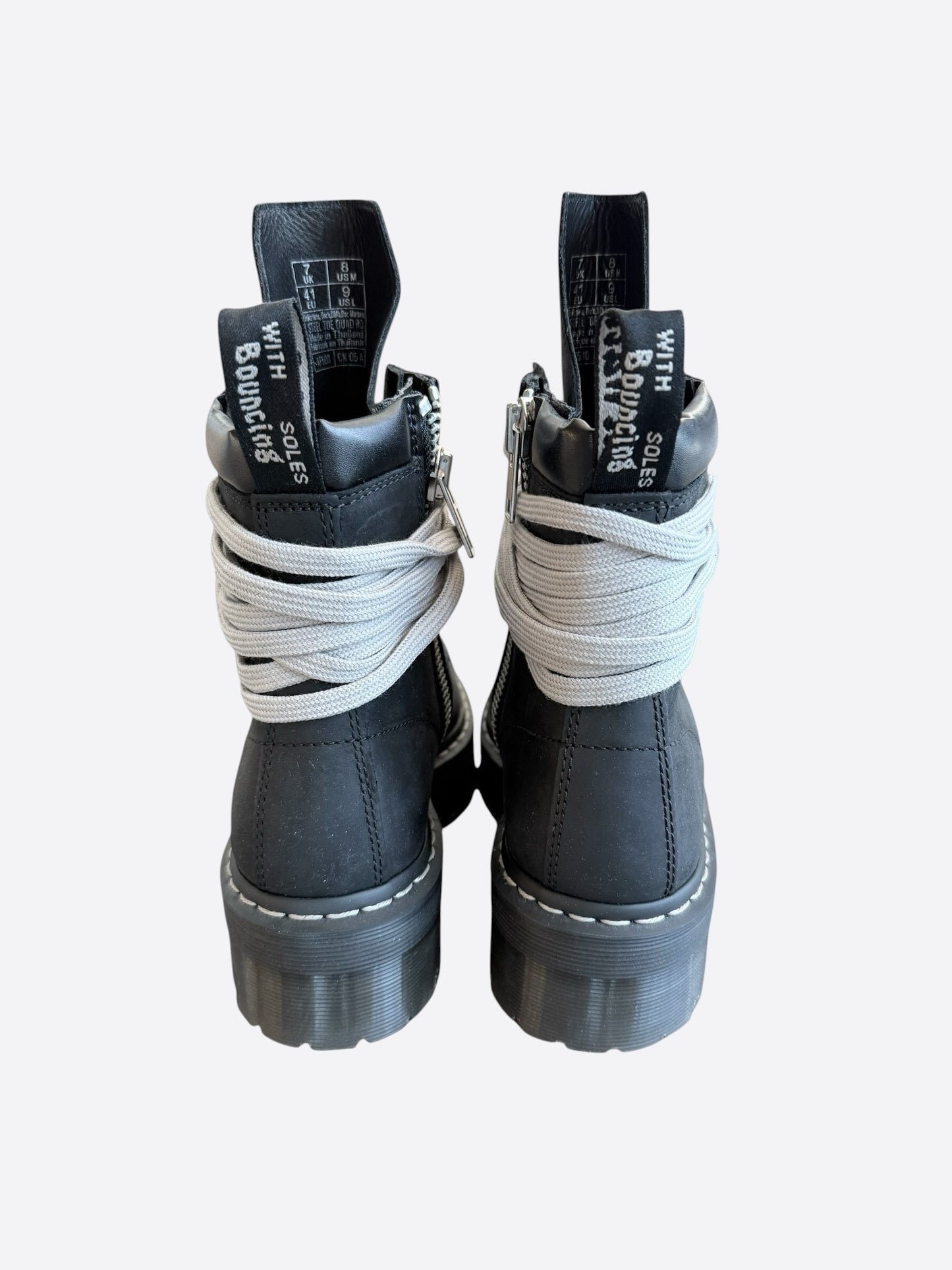 Rick Owens Dr. Martens Black Quad Sole Steel Toe Combat Boots