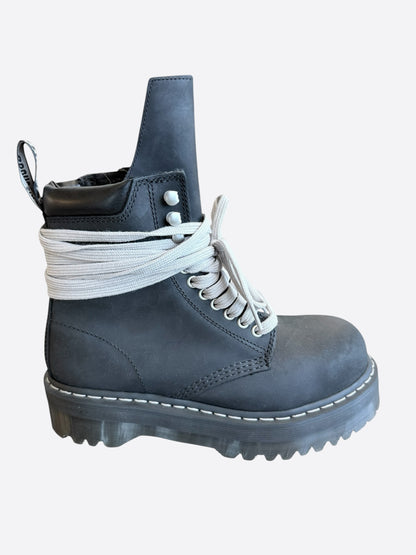 Rick Owens Dr. Martens Black Quad Sole Steel Toe Combat Boots