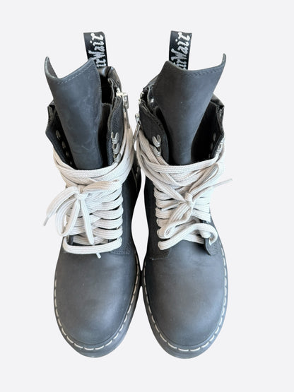 Rick Owens Dr. Martens Black Quad Sole Steel Toe Combat Boots