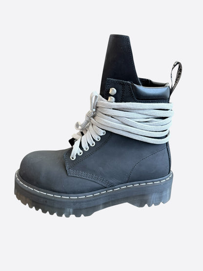Rick Owens Dr. Martens Black Quad Sole Steel Toe Combat Boots