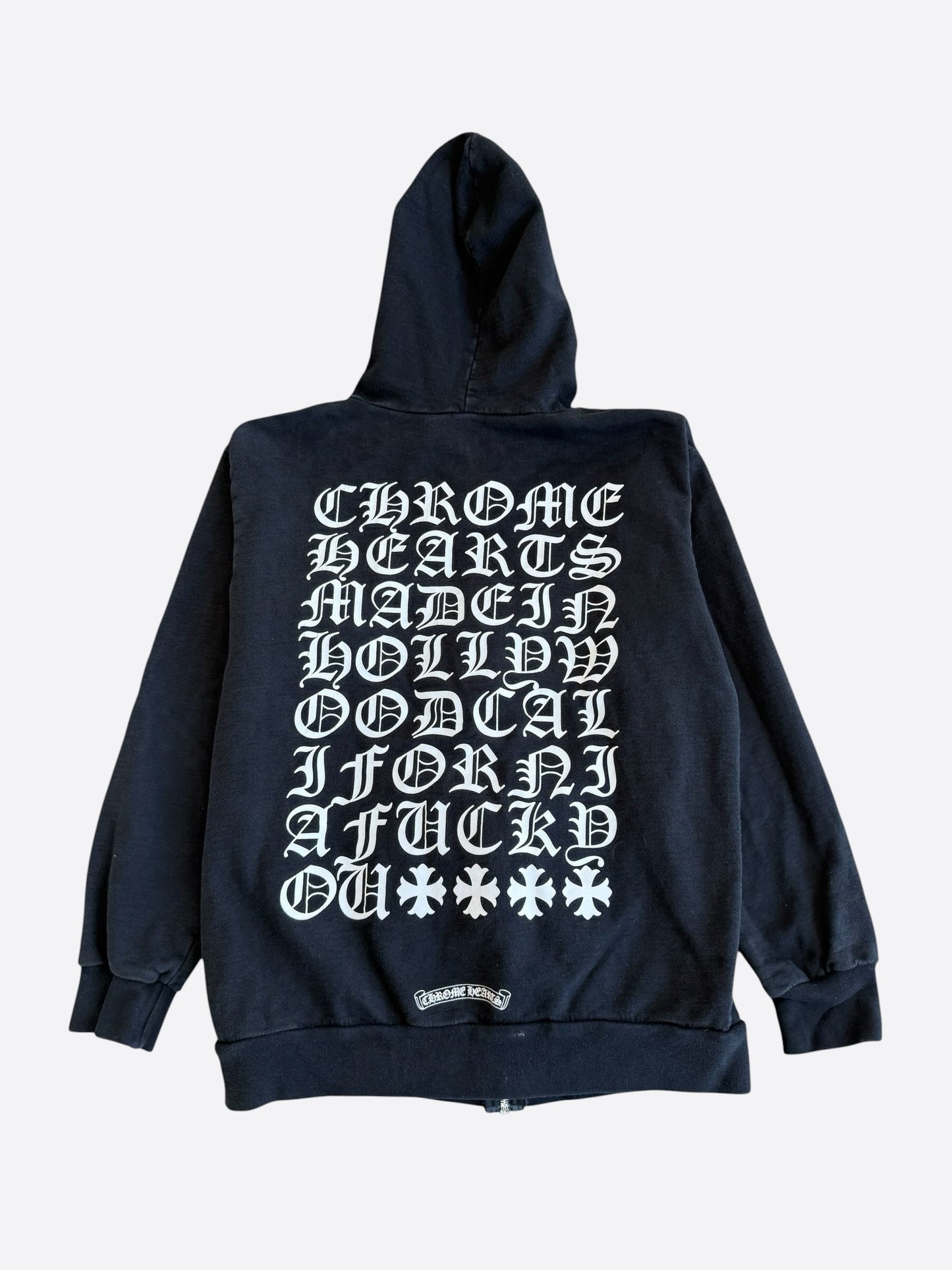 Chrome Hearts Black & White Eyechart Zip Up Hoodie