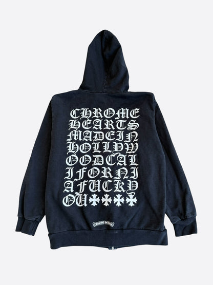 Chrome Hearts Black & White Eyechart Zip Up Hoodie