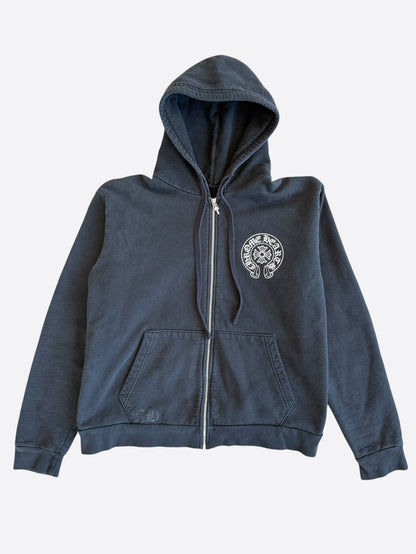 Chrome Hearts Black & White New York Horseshoe Logo Zip Up Hoodie