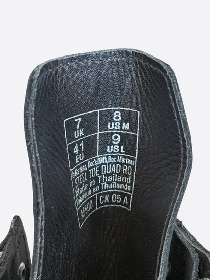 Rick Owens Dr. Martens Black Quad Sole Steel Toe Combat Boots