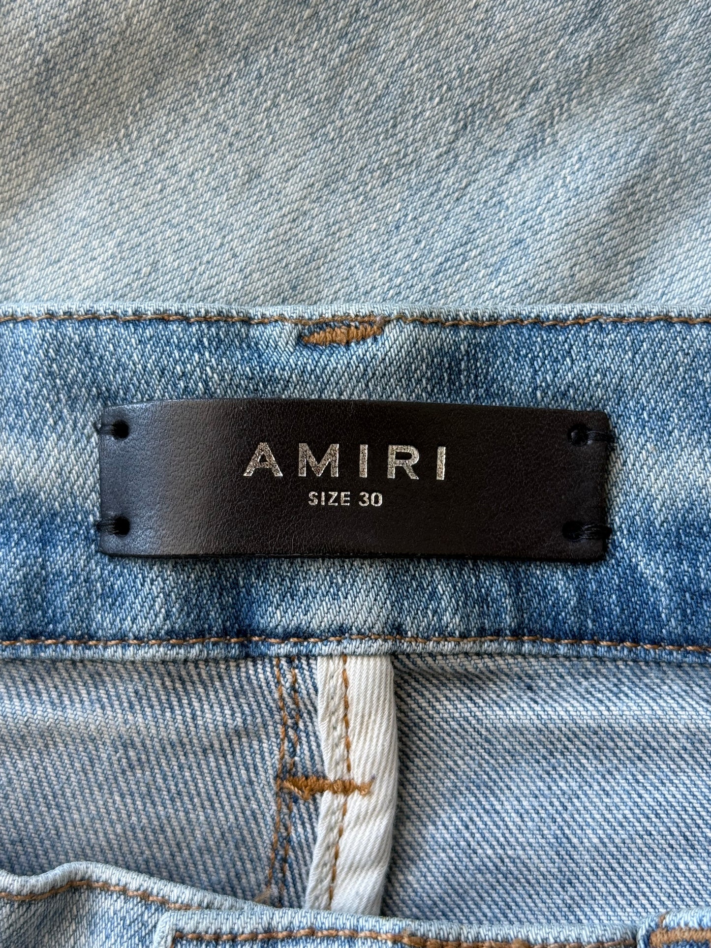Amiri Clay Indigo Multicolor Bandana Patch Thrasher Jeans