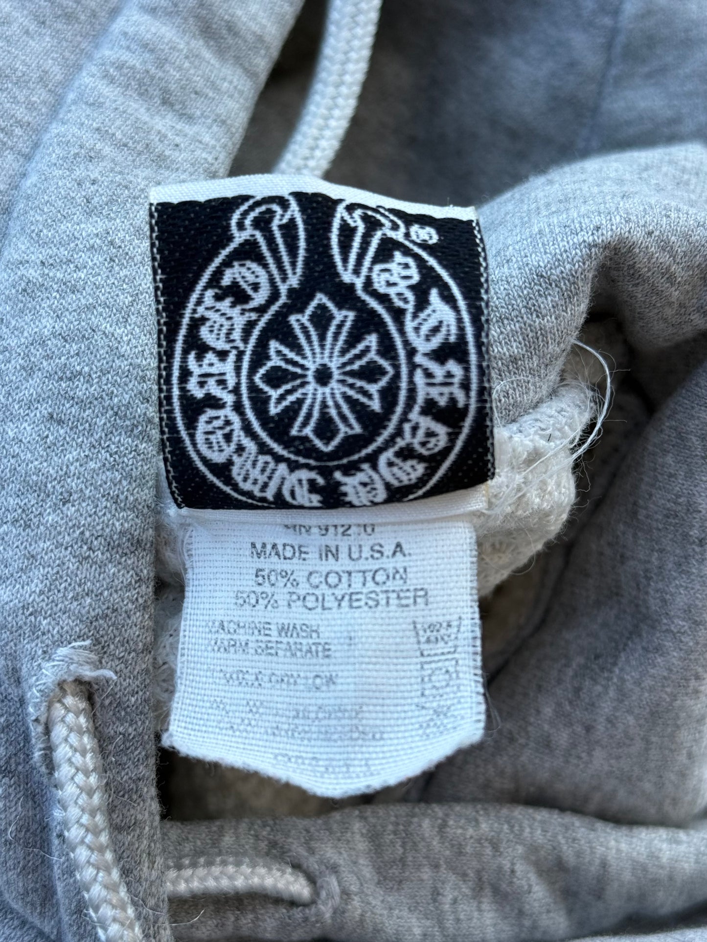 Chrome Hearts Grey & Black Horseshoe Logo Thermal Hoodie