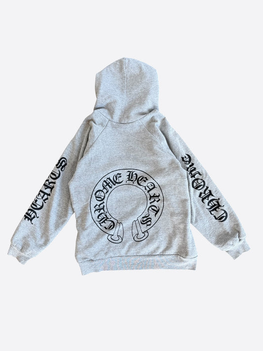 Chrome Hearts Grey & Black Horseshoe Logo Thermal Hoodie
