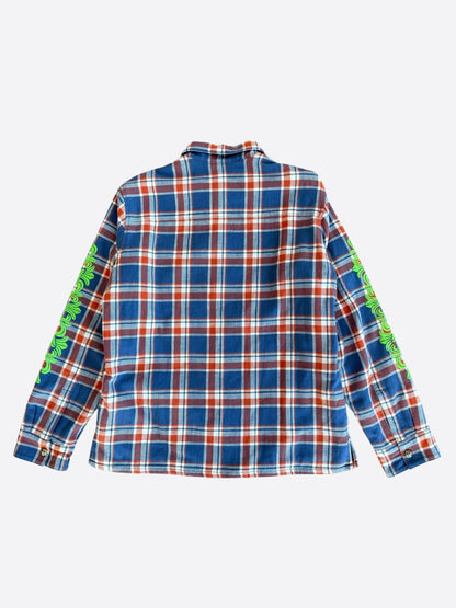 Chrome Hearts Blue & Green Floral Padded Flannel Jacket