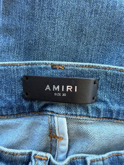 Amiri Clay Indigo Multicolor Patch Distressed Jeans
