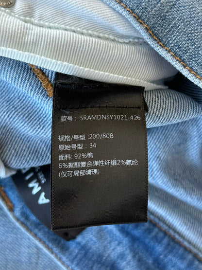 Amiri Perfect Indigo & White Serif Logo Distressed Jeans