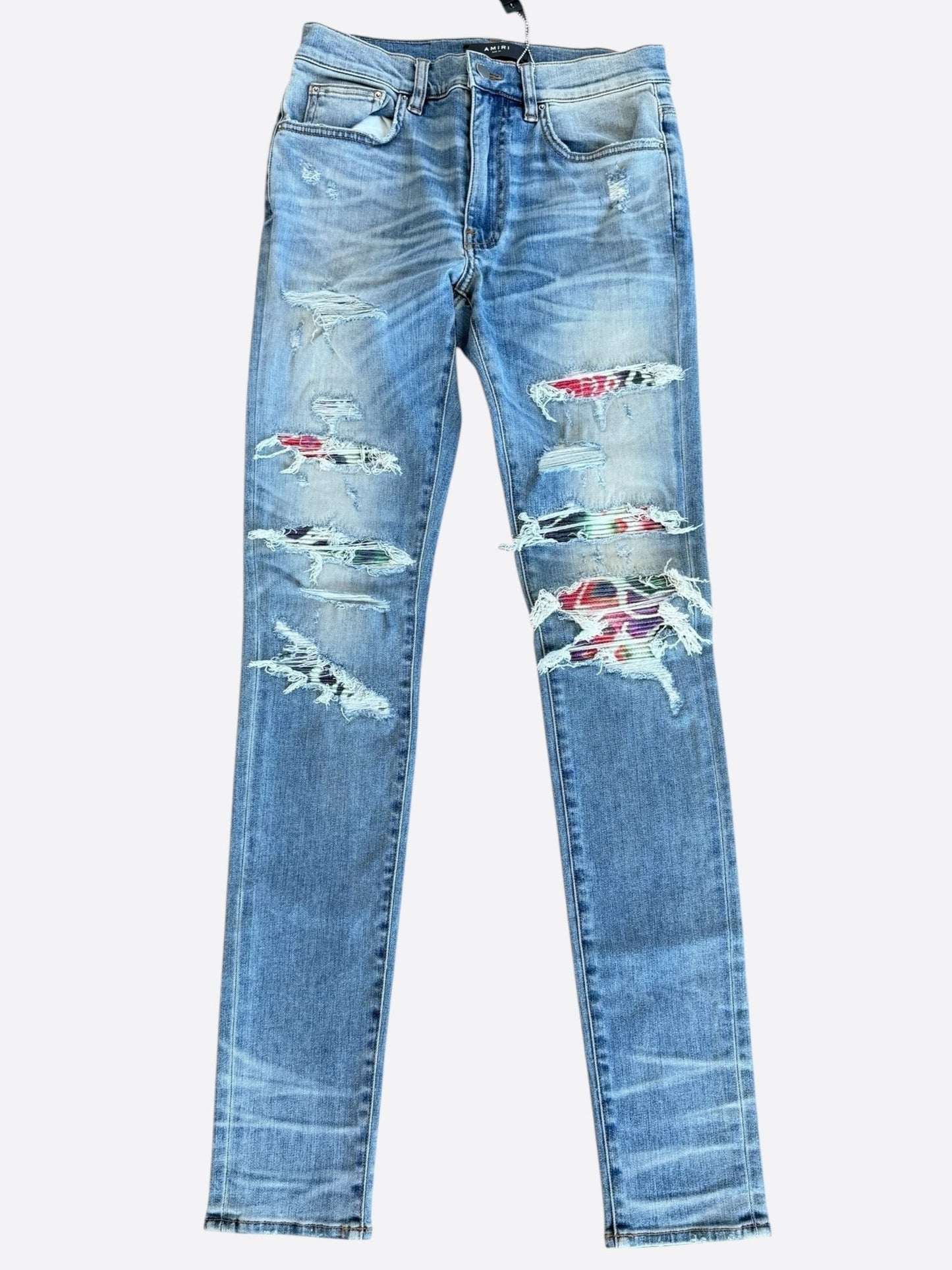 Amiri Clay Indigo Multicolor Tie-Dye Patch Thrasher Jeans