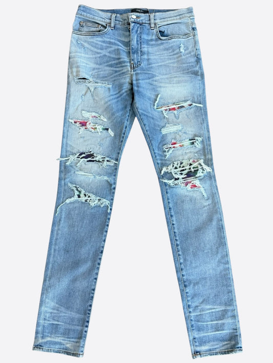 Amiri Clay Indigo Multicolor Tie-Dye Patch Thrasher Jeans