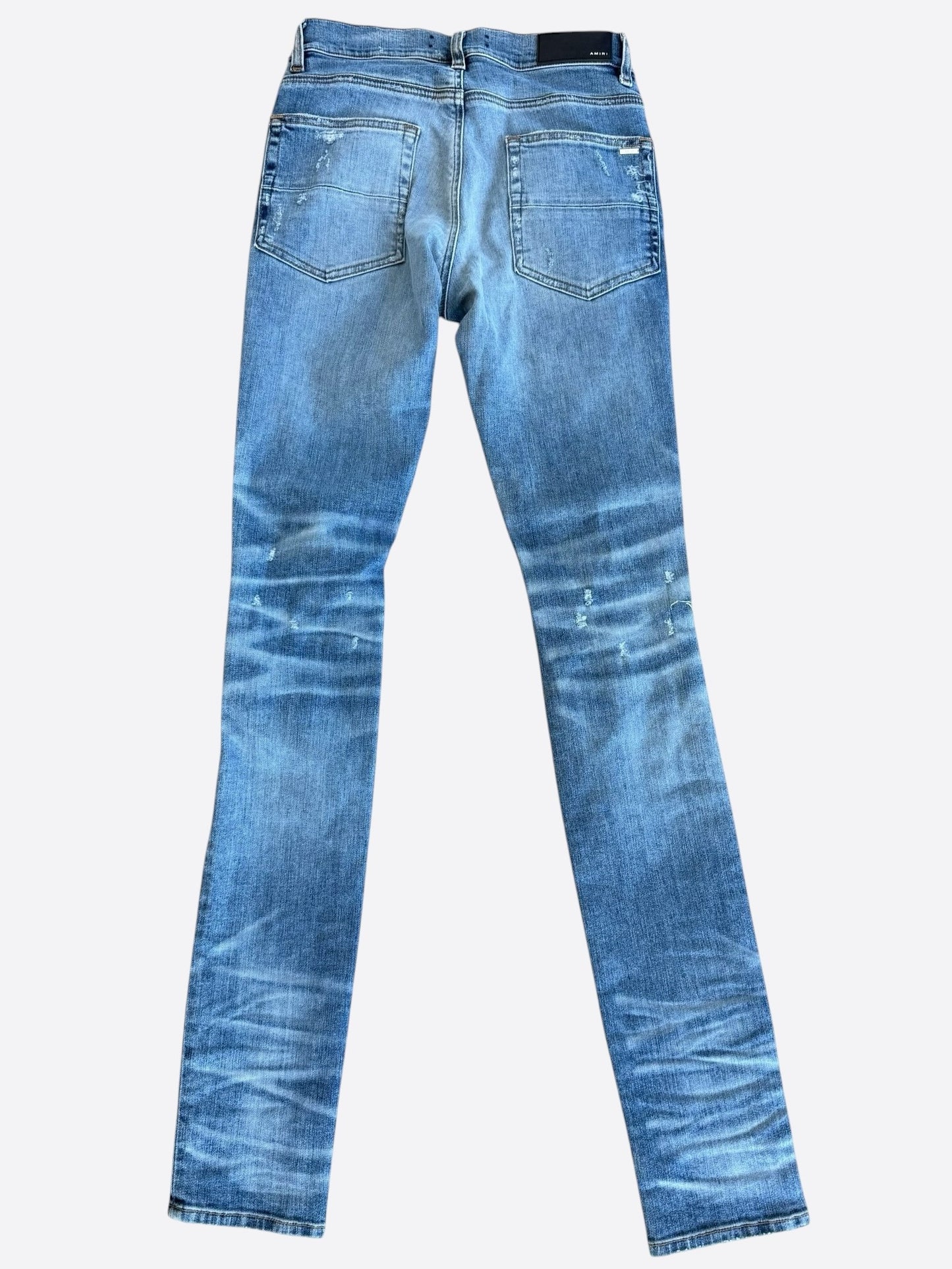 Amiri Clay Indigo Multicolor Patch Distressed Jeans