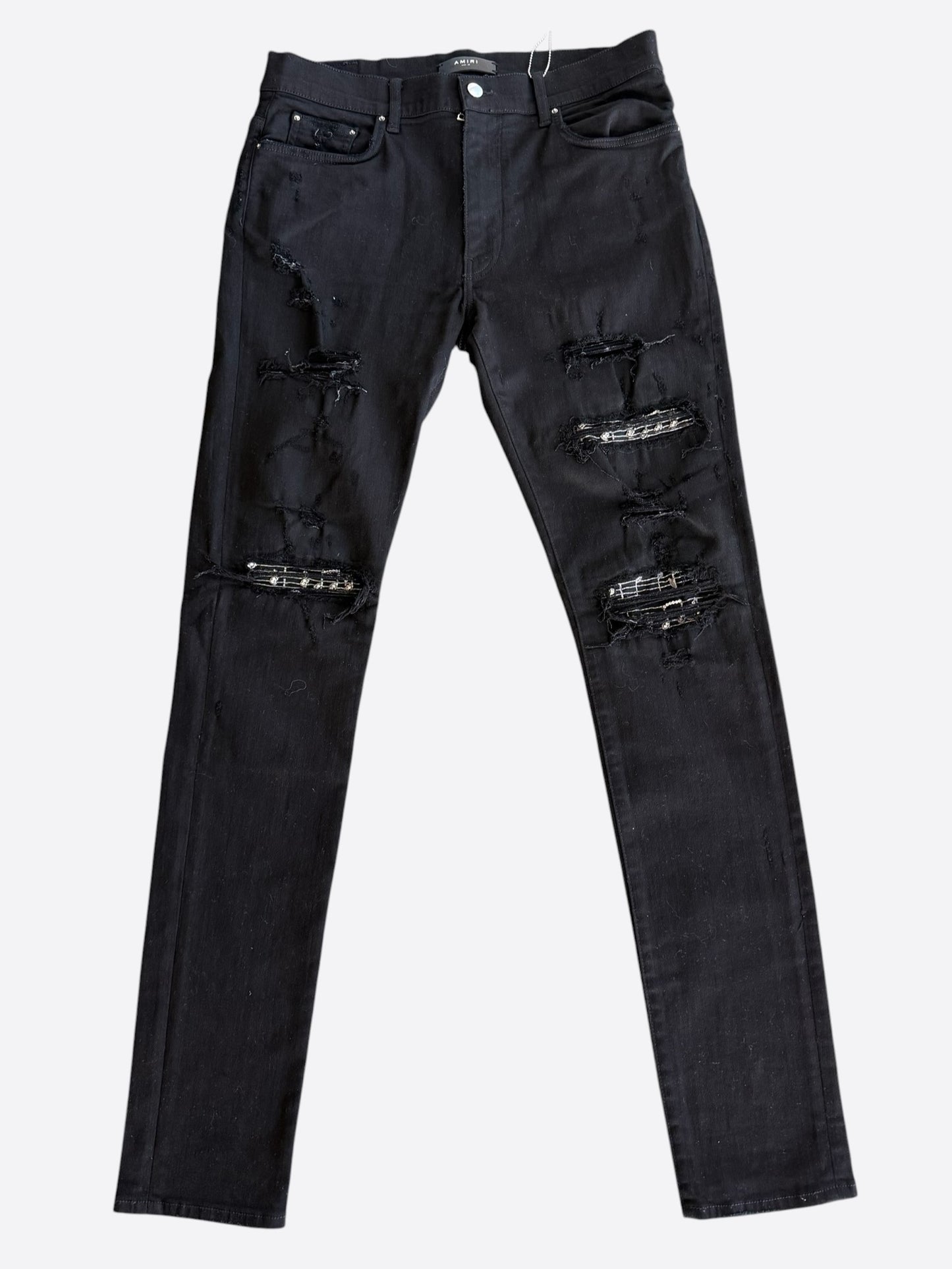 Amiri Black & Silver Music Note Patch MX1 Jeans