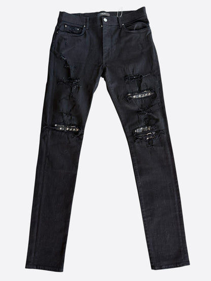 Amiri Black & Silver Music Note Patch MX1 Jeans