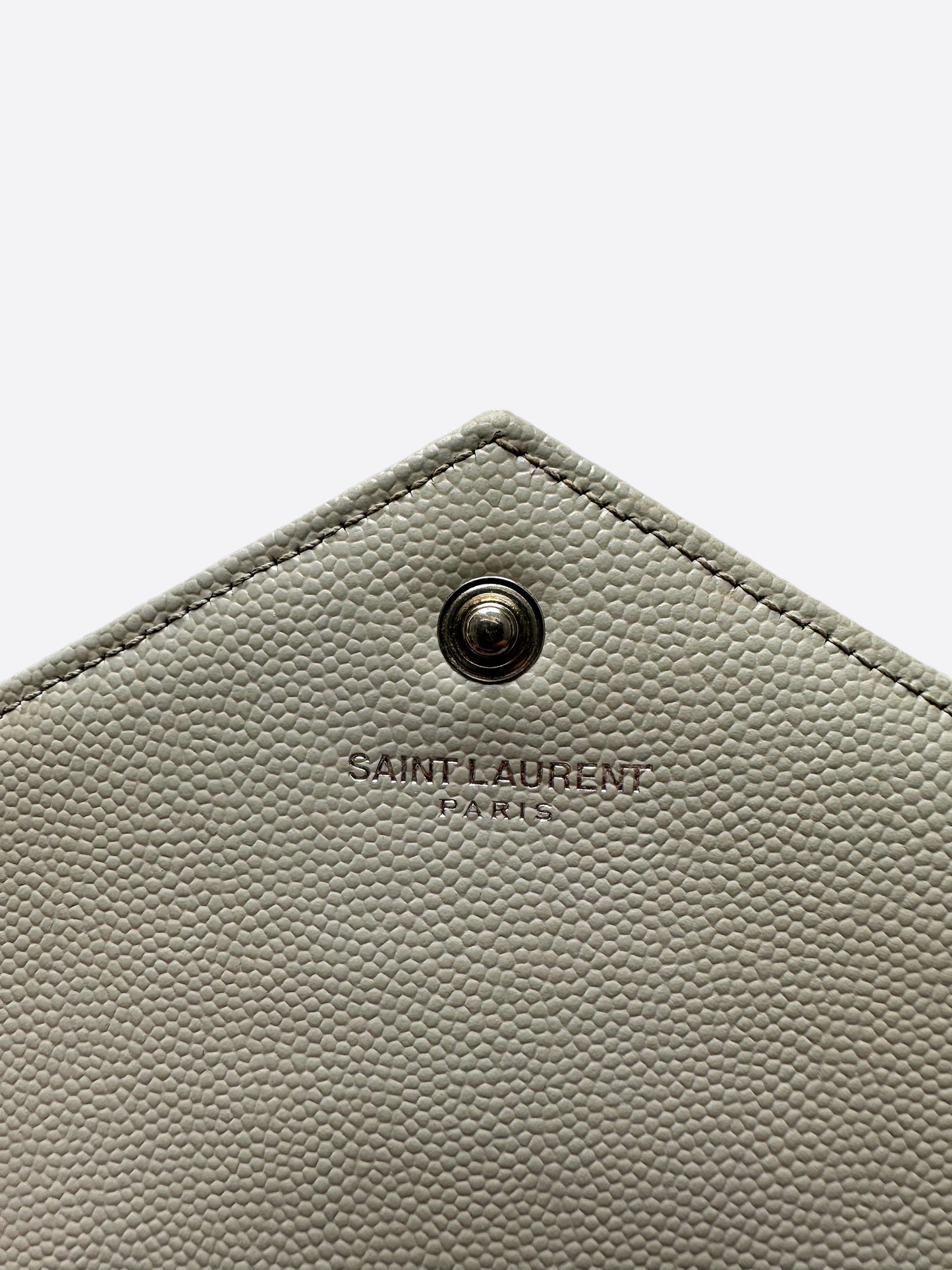 Saint Laurent Vintage White Cassandre Chain Wallet