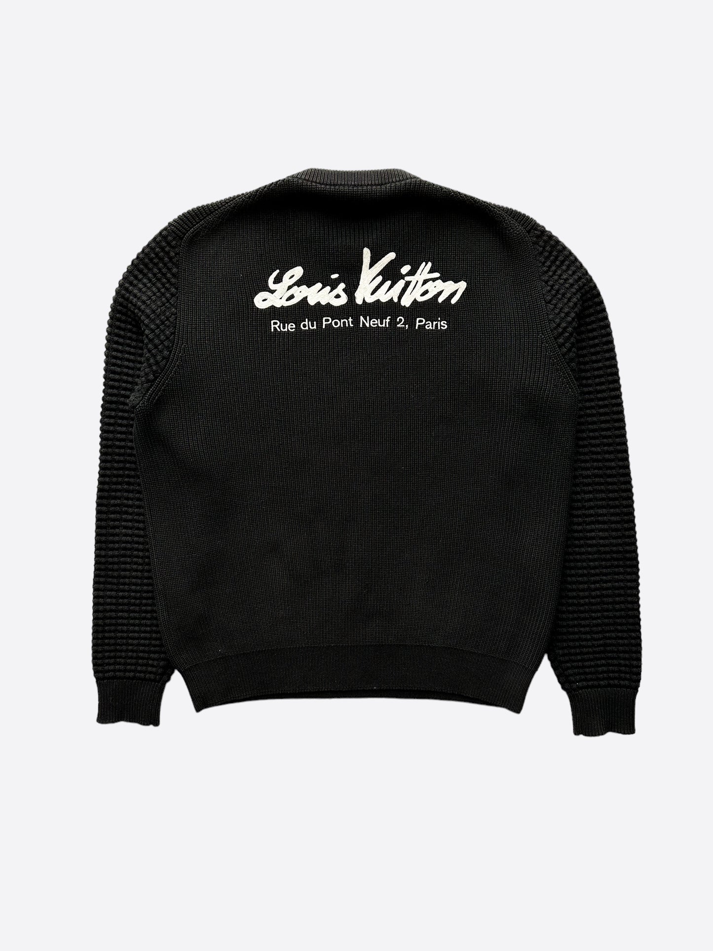 Louis Vuitton Black Rue Du Pont Waffle Knit Sweater