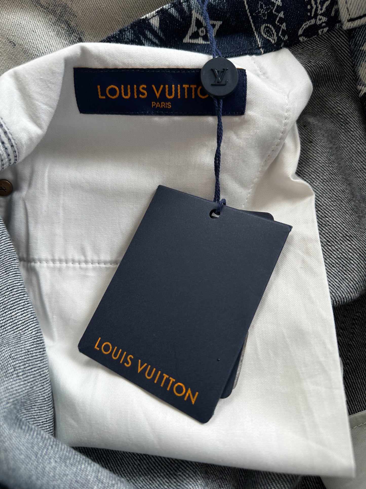 Louis Vuitton Blue Bleached Bandana Monogram Denim Shorts