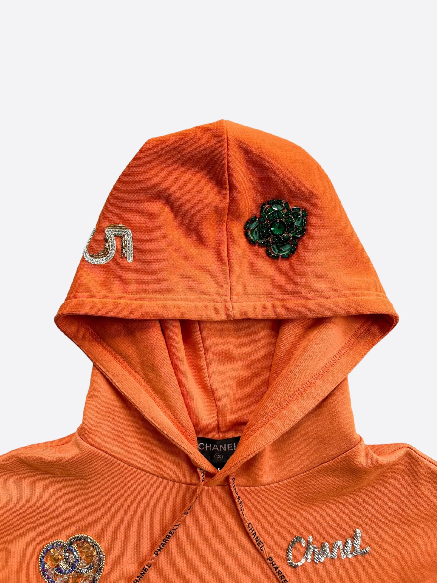 Chanel Pharrell Orange Embroidered Graphics Hoodie