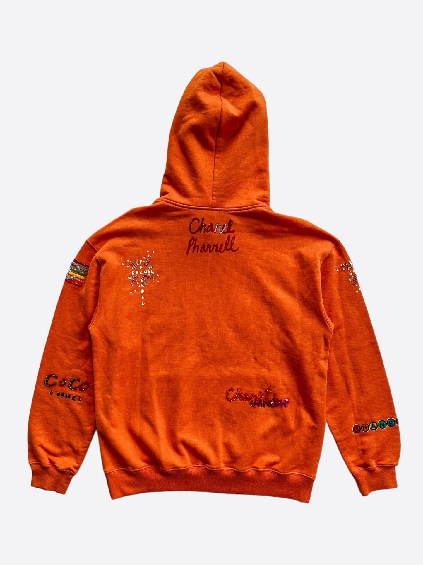 Chanel Pharrell Orange Embroidered Graphics Hoodie