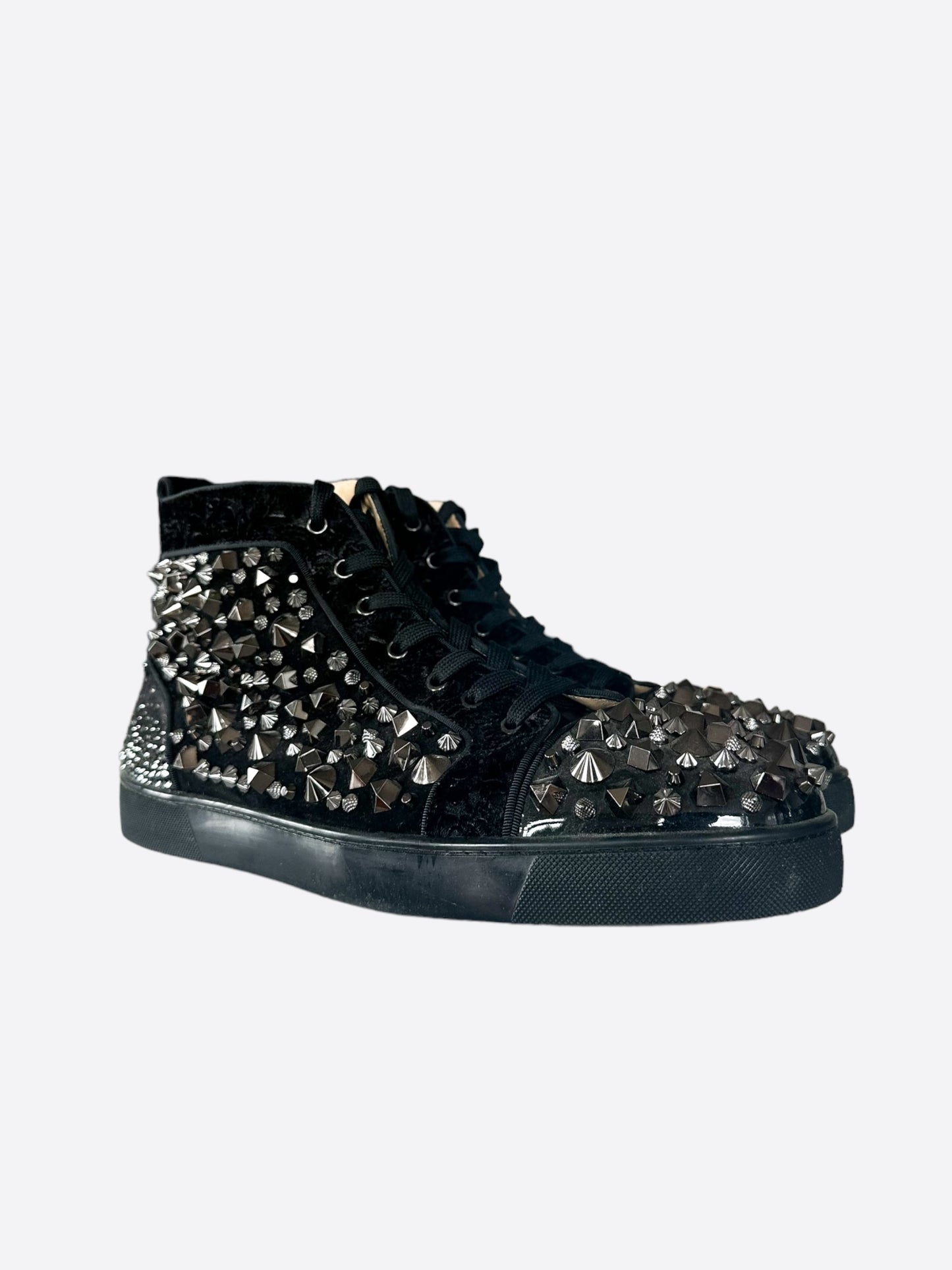 Christian Louboutin Black & Silver Pik Pik Spiked Hightop Sneakers