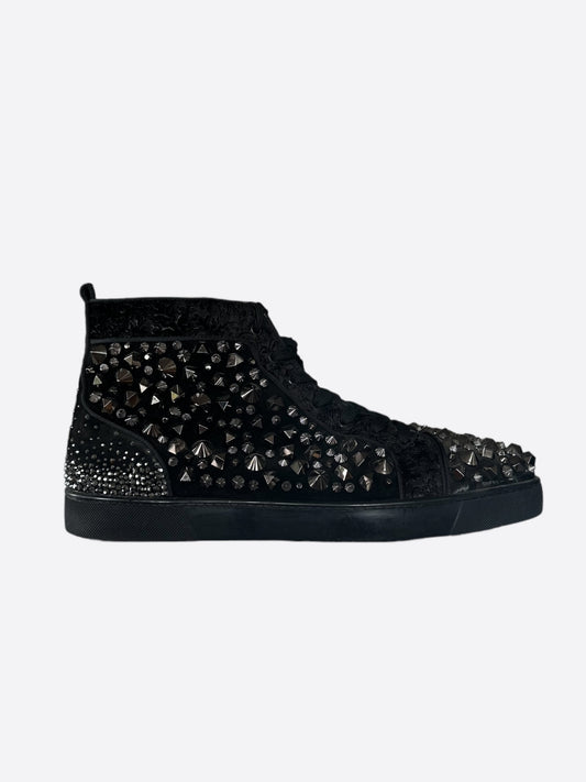 Christian Louboutin Black & Silver Pik Pik Spiked Hightop Sneakers