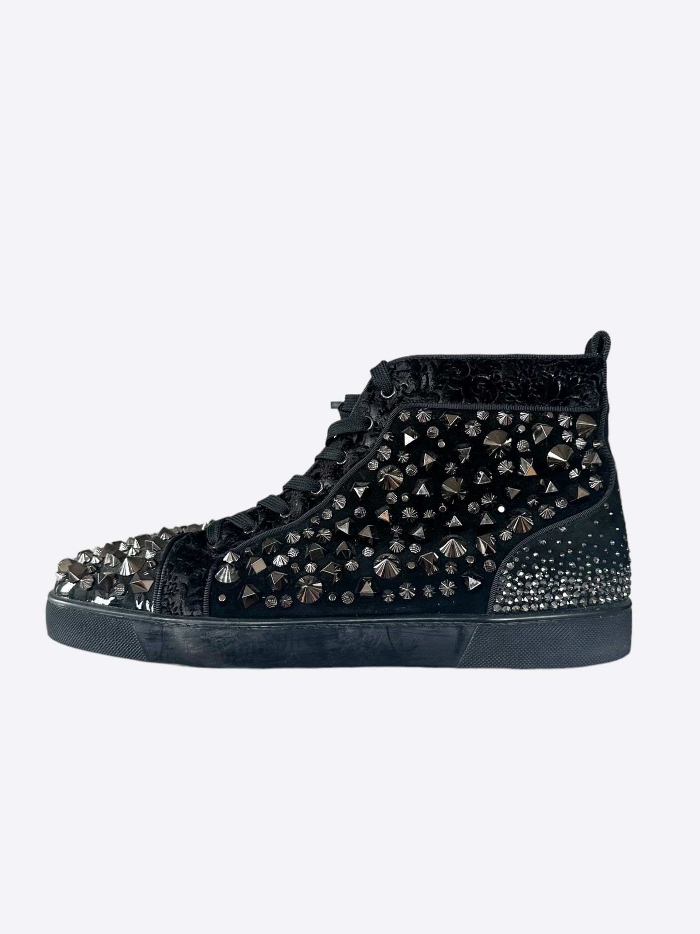 Christian Louboutin Black & Silver Pik Pik Spiked Hightop Sneakers