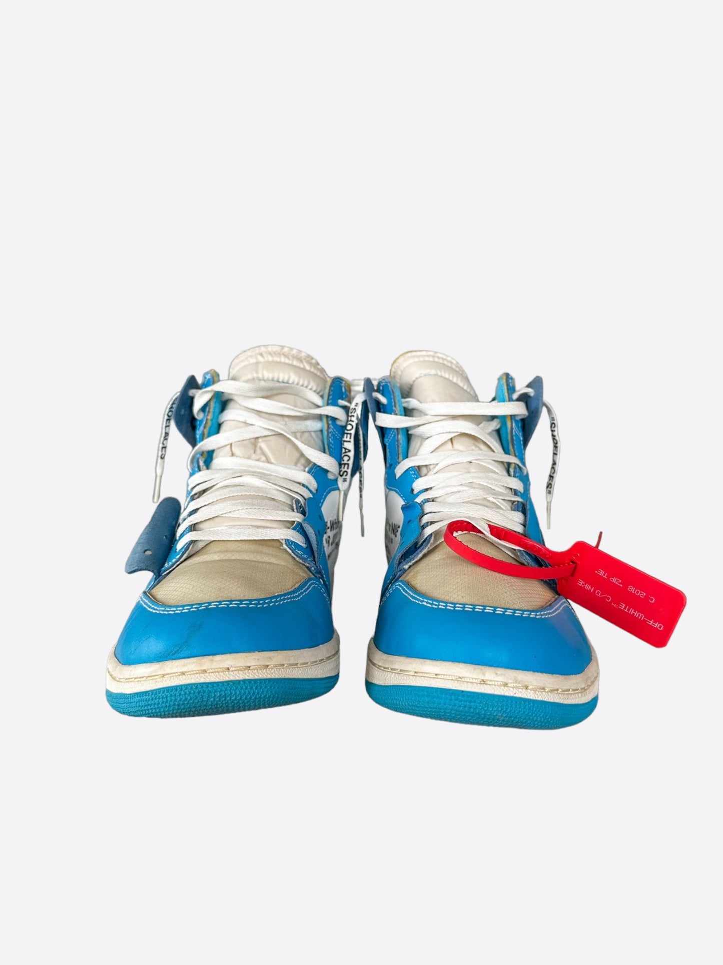 Nike Off-White Blue UNC Jordan 1 Hightop Sneakers