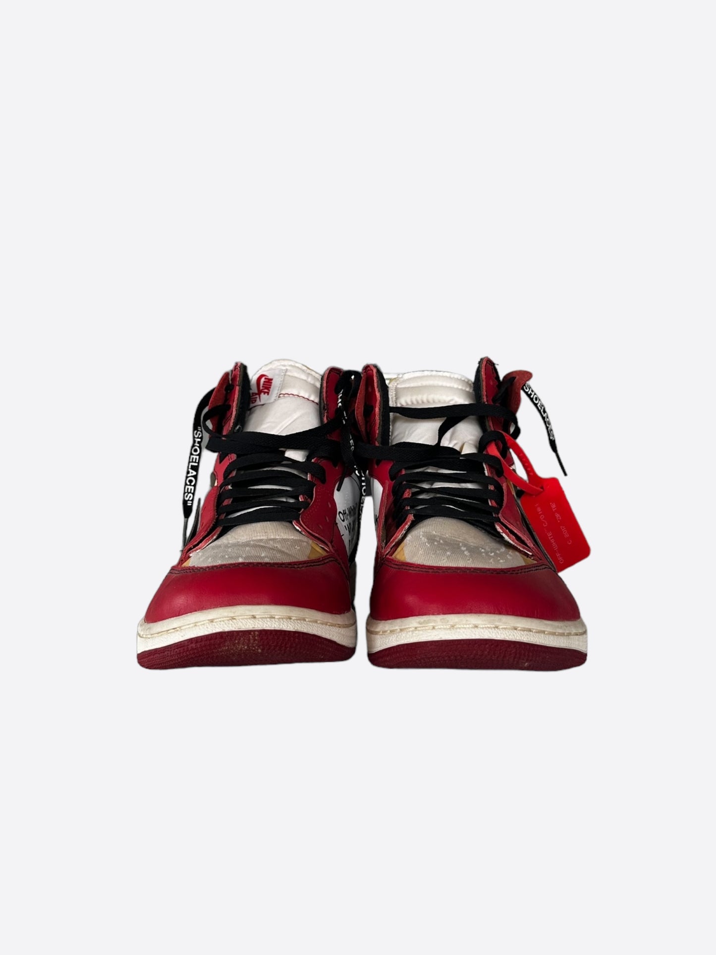 Nike Off-White Red Chicago Jordan 1 Hightop Sneakers