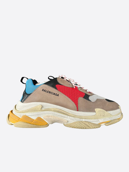 Balenciaga Beige & Multicolor Triple S Sneakers