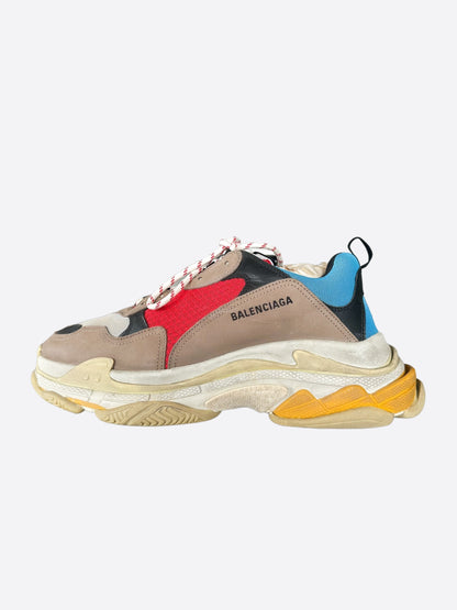 Balenciaga Beige & Multicolor Triple S Sneakers