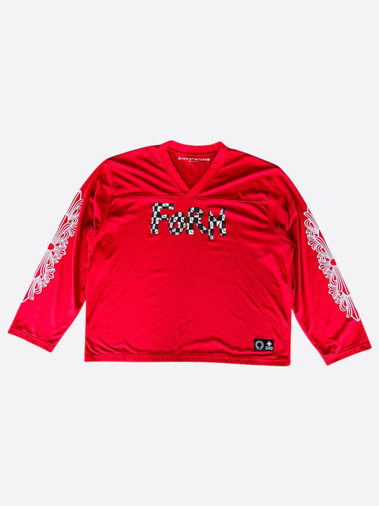 Chrome Hearts Matty Boy Red Form Mesh Jersey Longsleeve T-Shirt