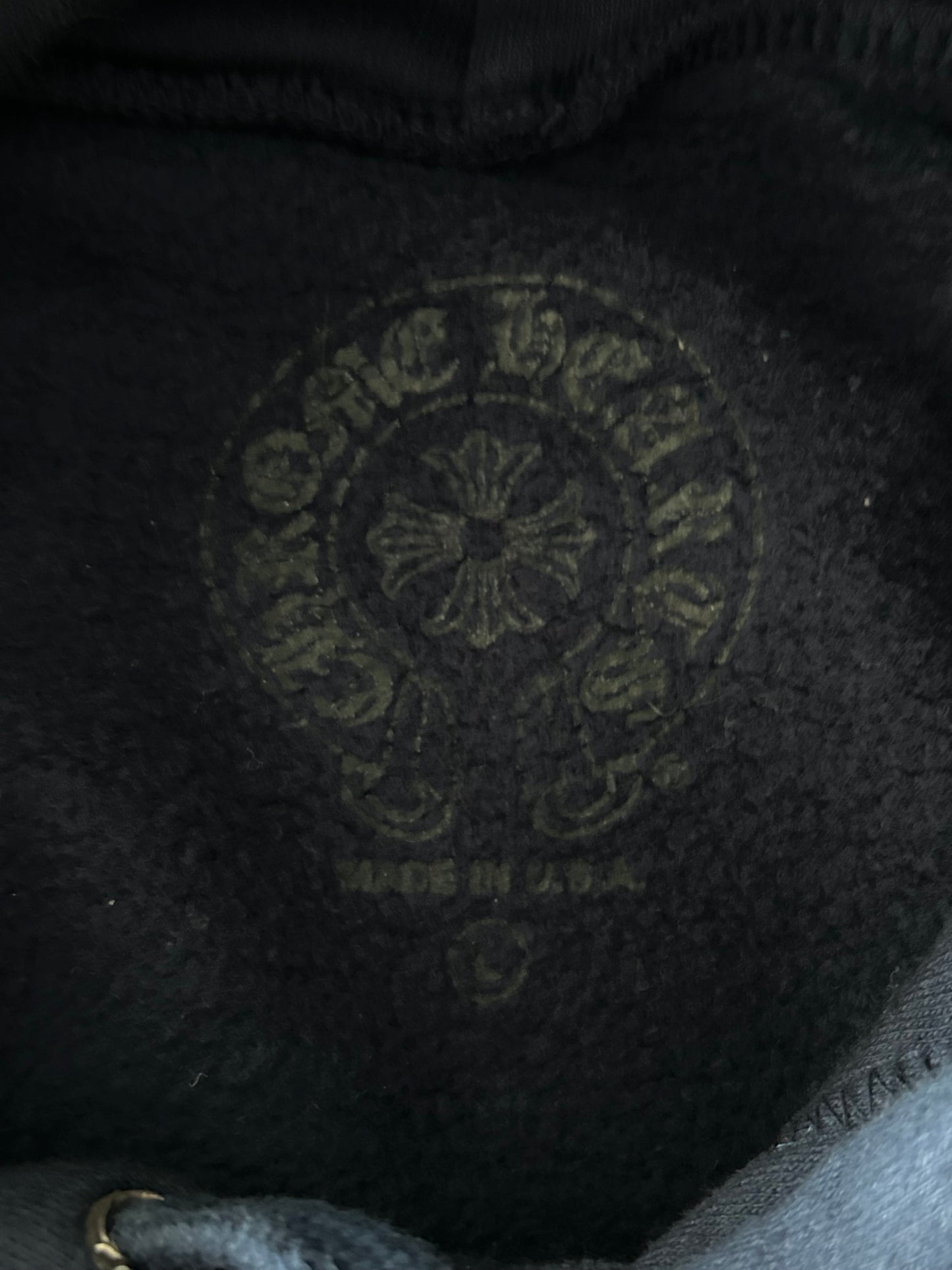 Chrome Hearts Navy & Yellow Script Logo Hoodie