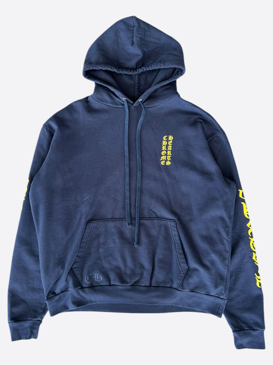 Chrome Hearts Navy & Yellow Script Logo Hoodie