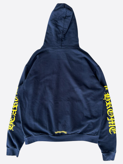 Chrome Hearts Navy & Yellow Script Logo Hoodie