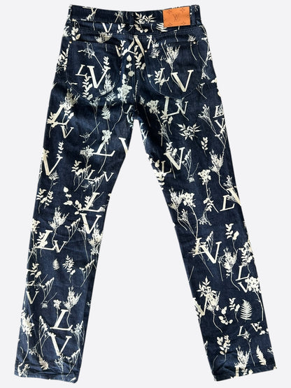 Louis Vuitton Navy & White Leaf Jeans