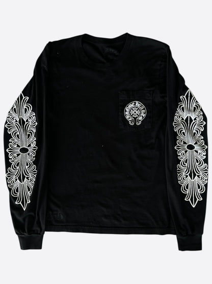 Chrome Hearts Black & White Miami Horseshoe Logo Longsleeve T-Shirt