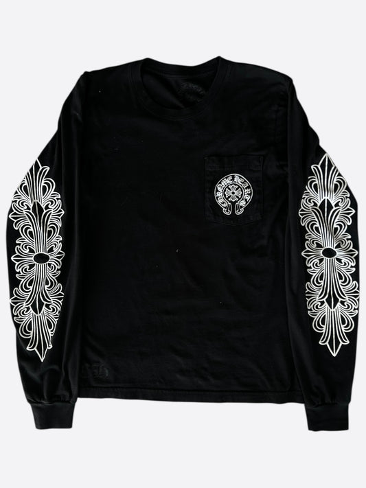 Chrome Hearts Black & White Miami Horseshoe Logo Longsleeve T-Shirt