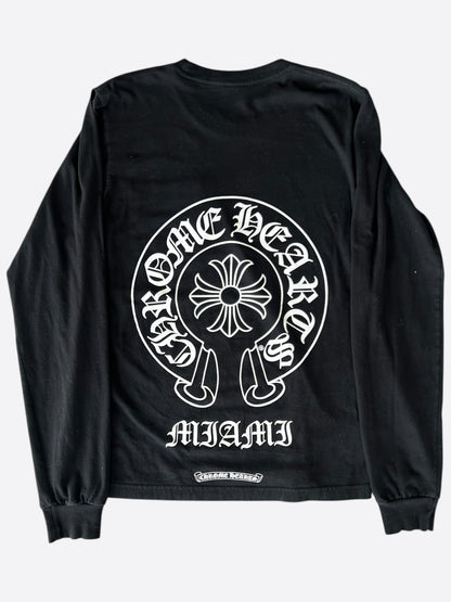 Chrome Hearts Black & White Miami Horseshoe Logo Longsleeve T-Shirt