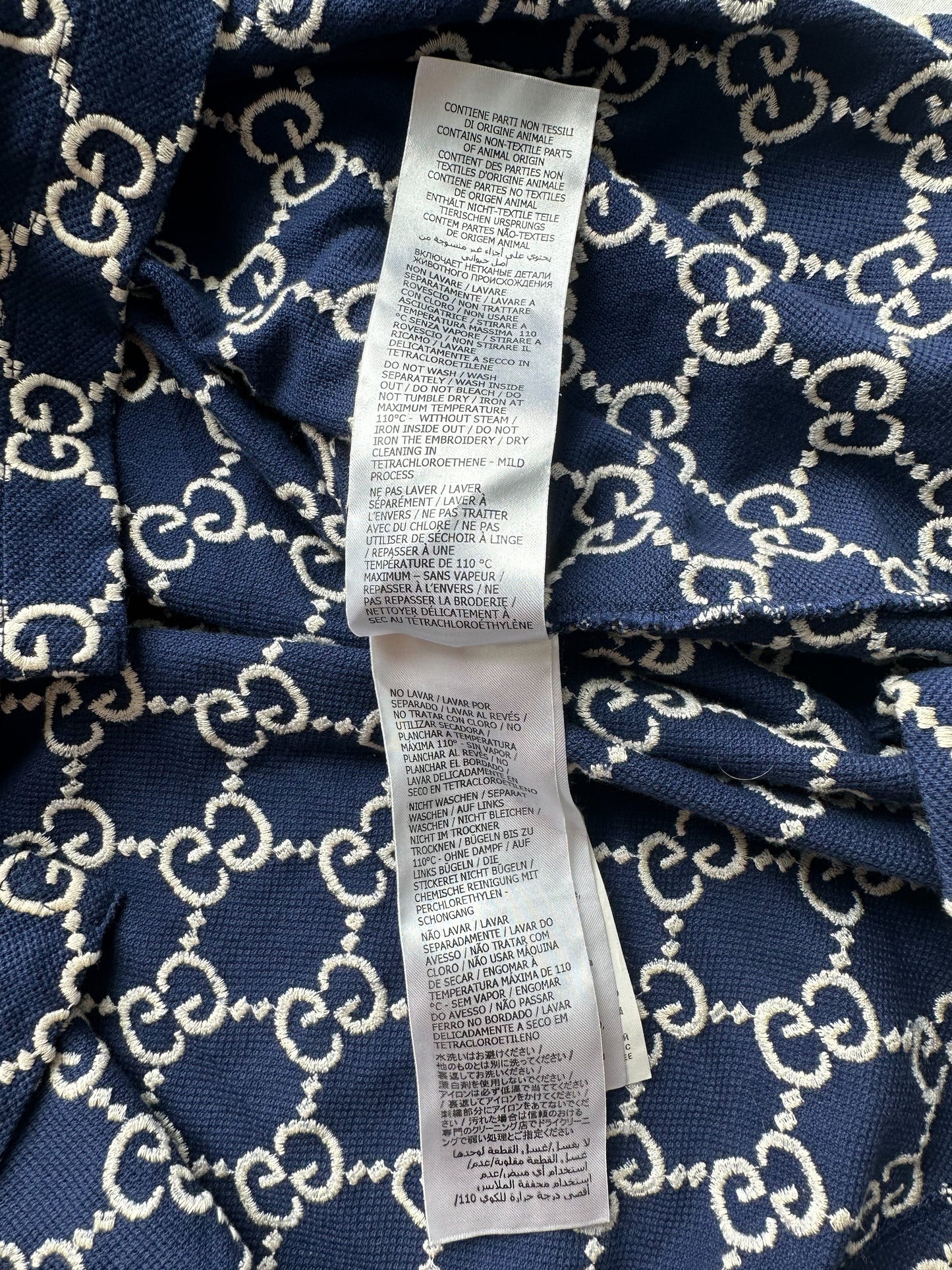 Gucci Navy GG Monogram Striped Polo Shirt – Savonches