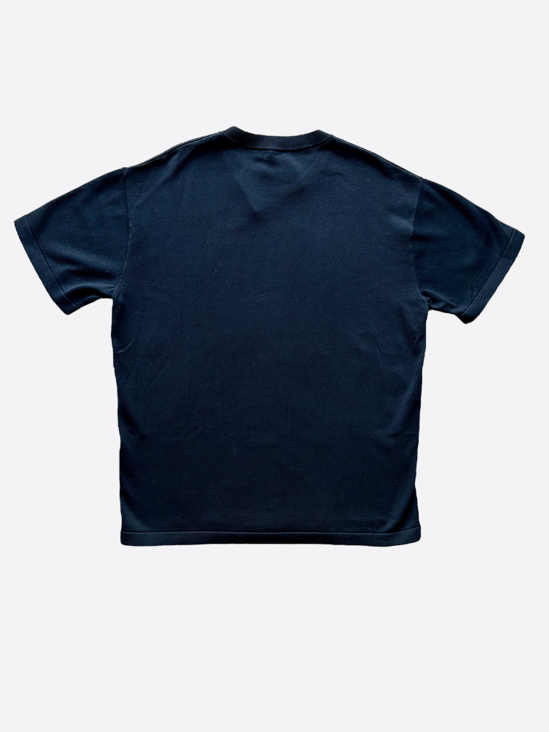 Louis Vuitton Navy Blue Cotton Sleeve Heart Neck Short Sleeve T-Shirt S Louis  Vuitton
