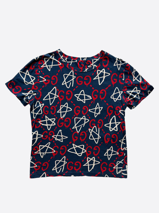 Gucci Navy Gucci Ghost Monogram T-Shirt