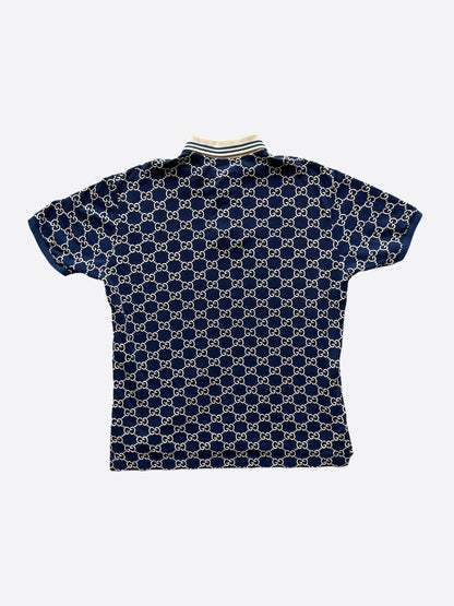 Gucci Blue & White GG Monogram Polo Shirt