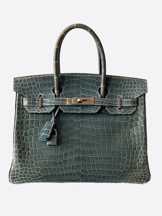 Hermès Blue Jean Porosus Crocodile Birkin 30