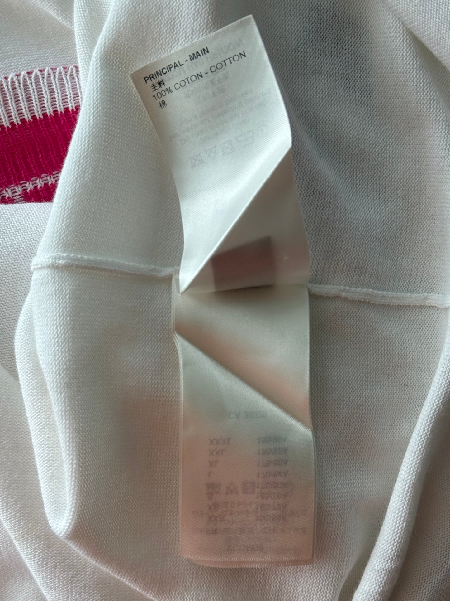 Louis Vuitton White & Pink Flower Logo Intarsia T-Shirt