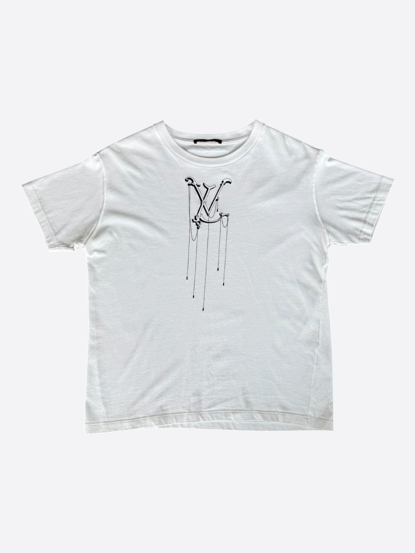 Louis Vuitton White & Black Pendant Logo T-Shirt