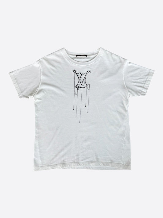 Louis Vuitton White & Black Pendant Logo T-Shirt
