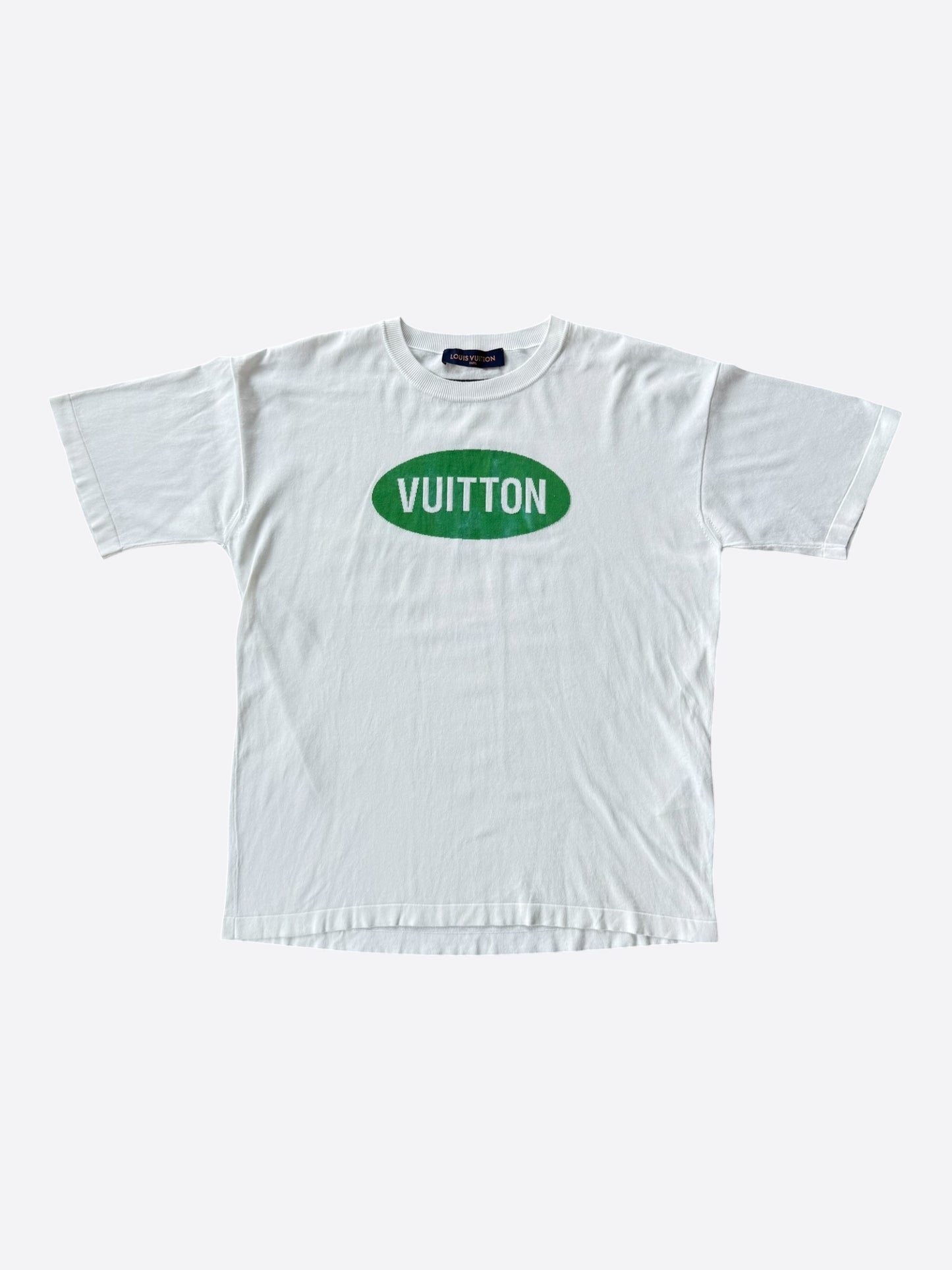 Louis Vuitton White & Green Vuitton Intarsia T-Shirt