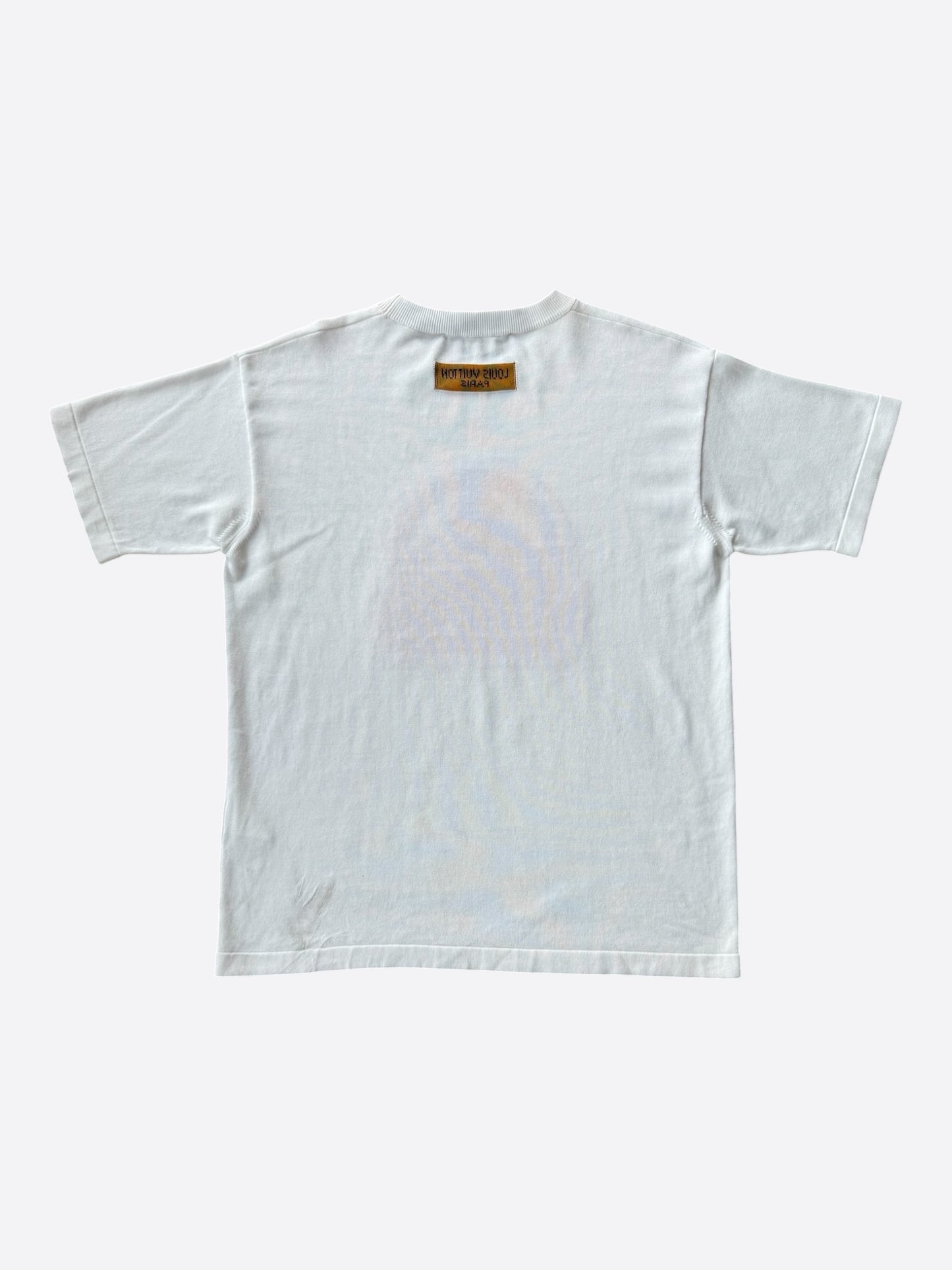 Louis Vuitton White & Pink Flower Logo Intarsia T-Shirt